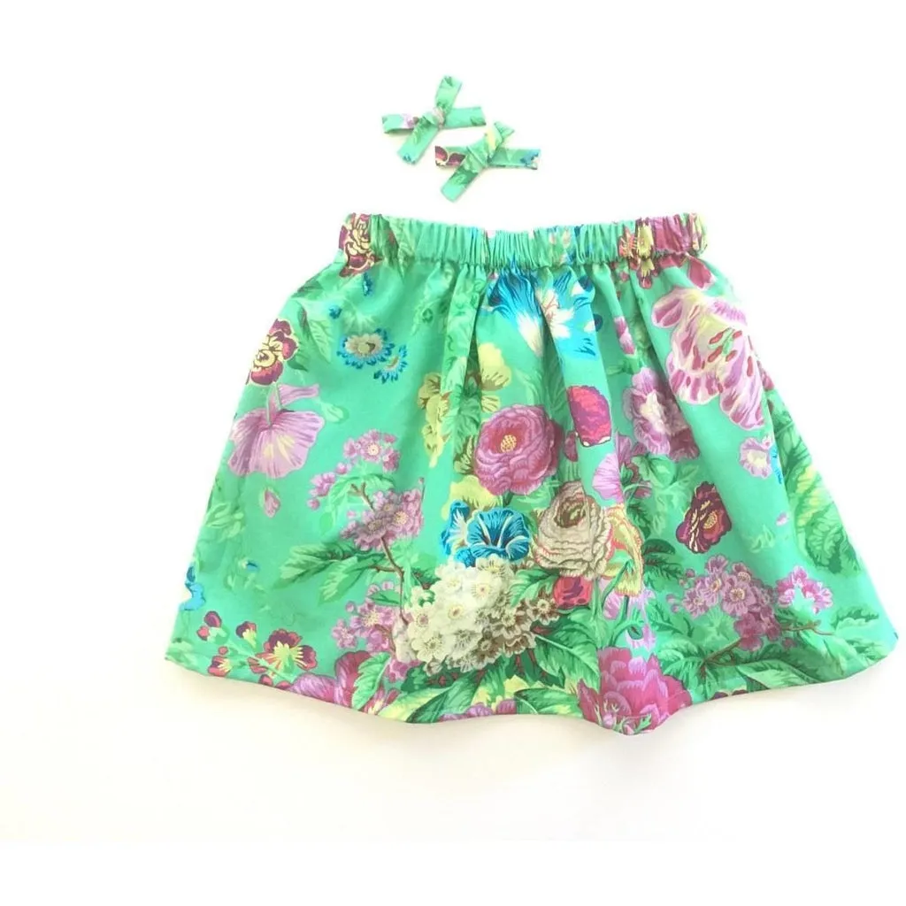 Green Floral Skirt