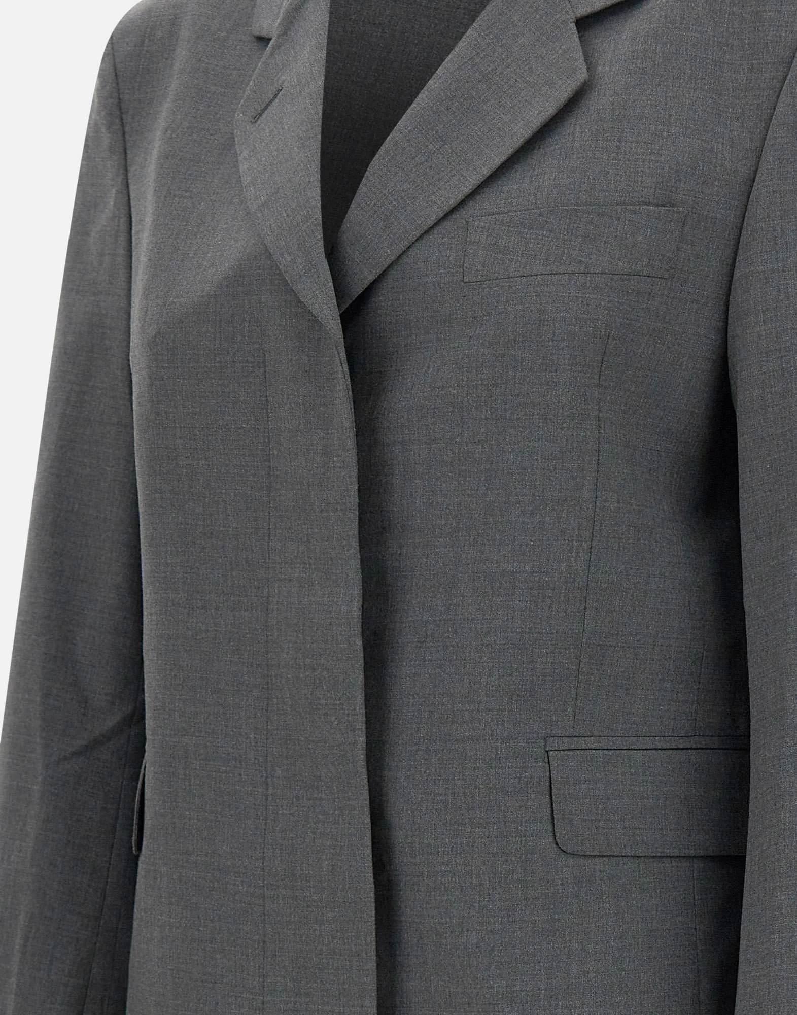 Grey Boxy Blazer with Padded Epaulettes