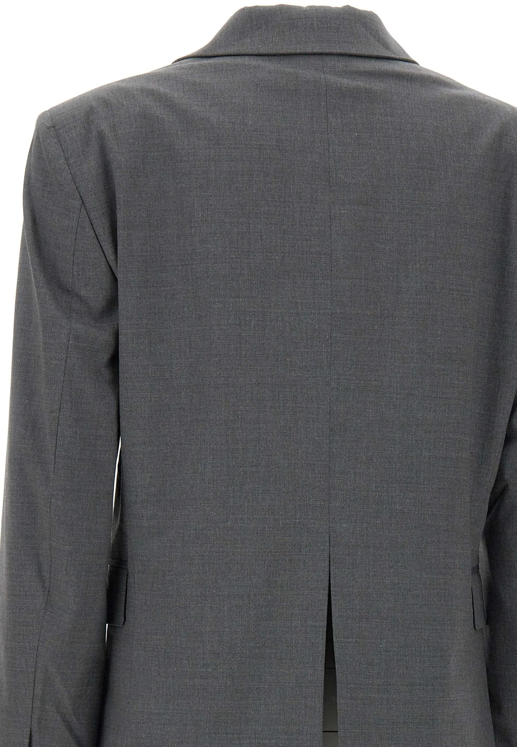 Grey Boxy Blazer with Padded Epaulettes