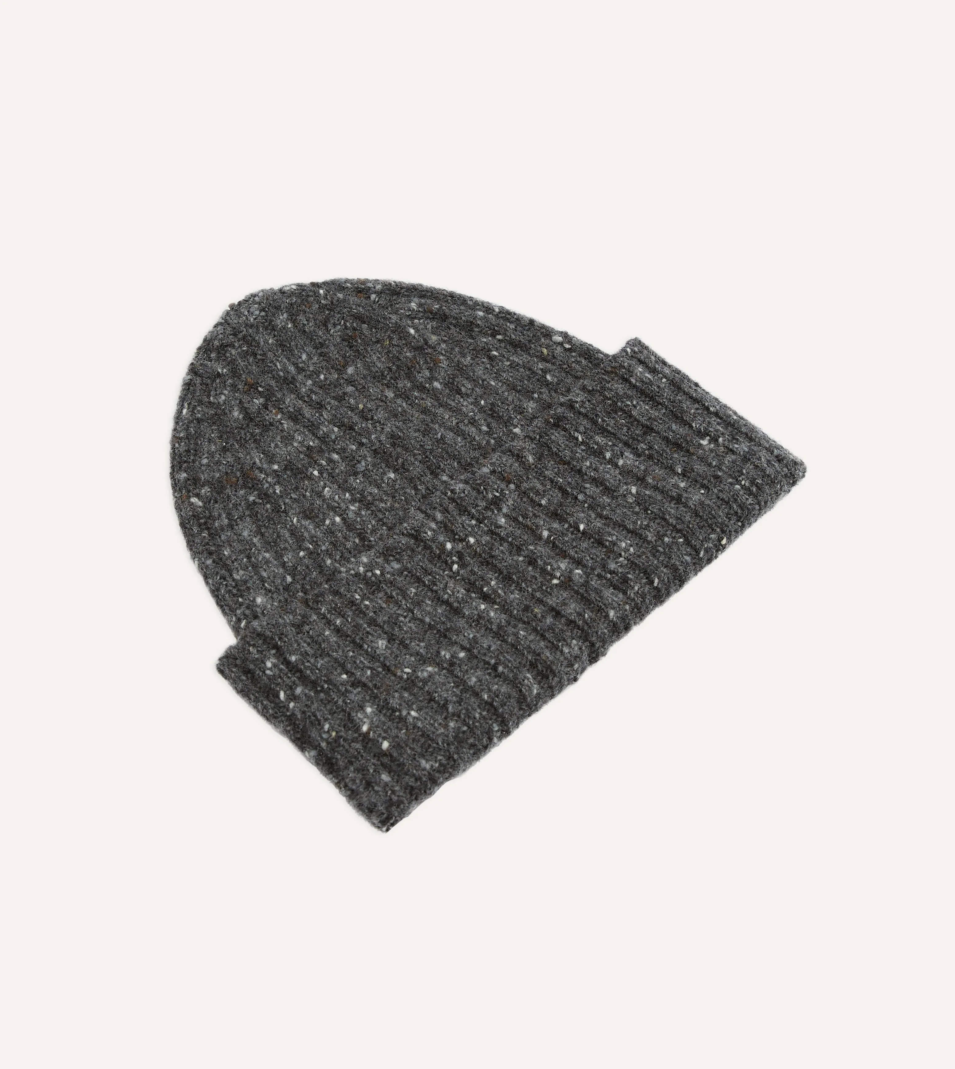 Grey Donegal Ribbed Merino Knit Cap