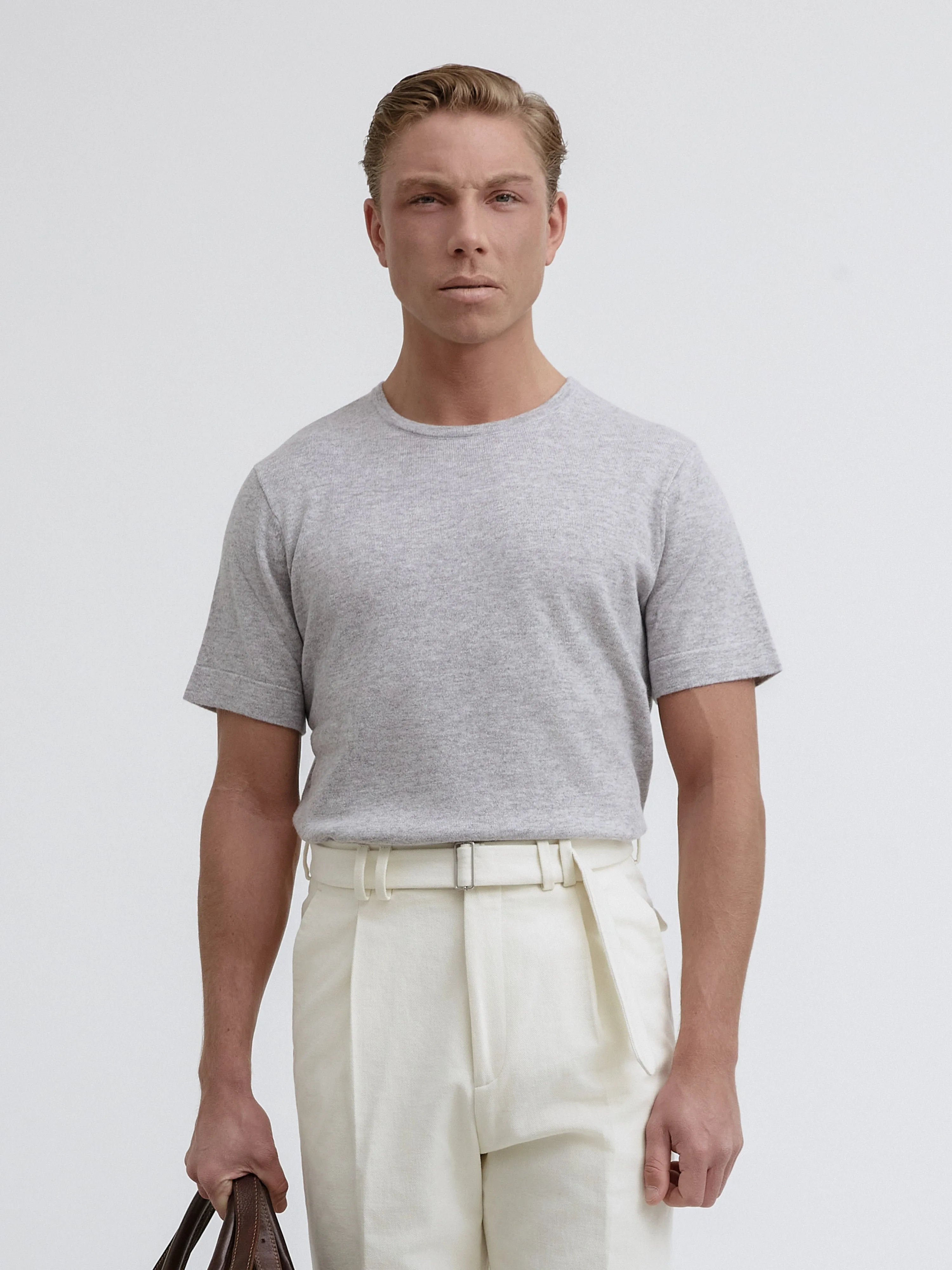 Grey Merino Wool Cashmere T-shirt