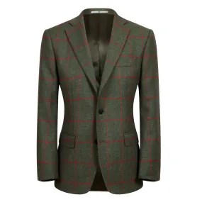 HENRY SARTORIAL Check Blazer DARK GREEN/RED