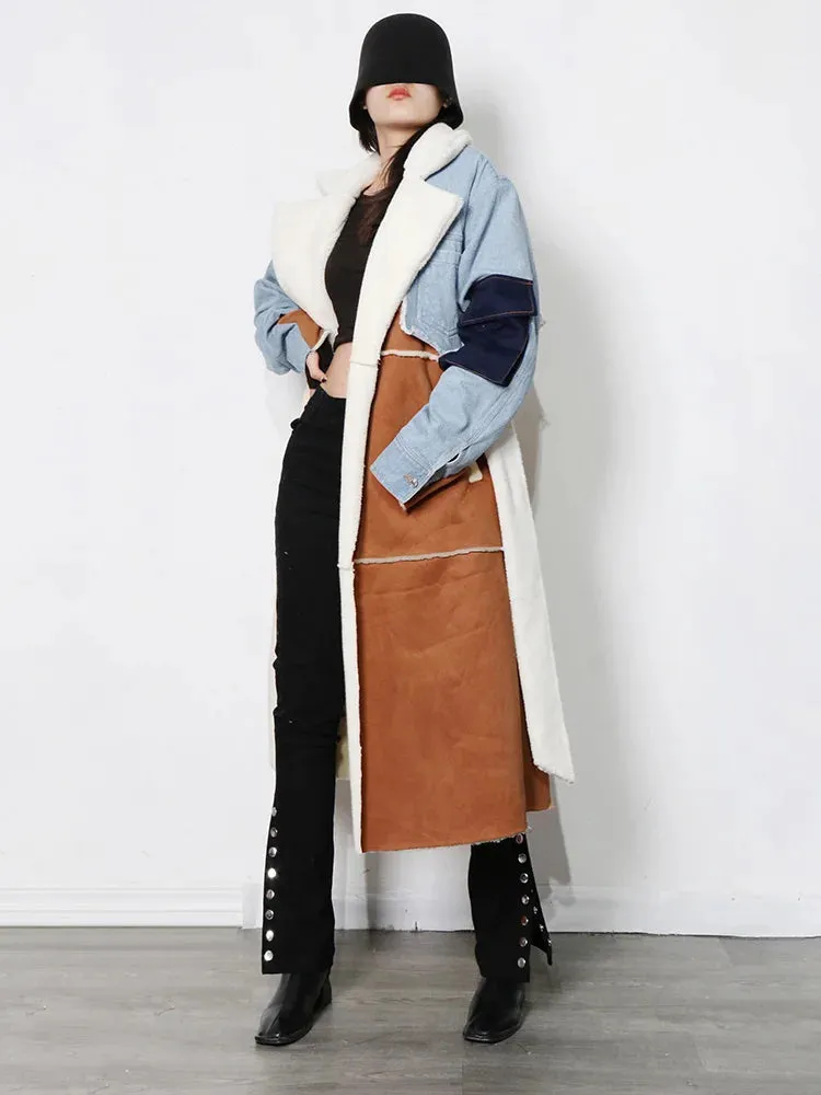 HEYFANCYSTYLE Wool Denim Long Coat