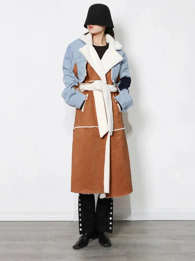 HEYFANCYSTYLE Wool Denim Long Coat