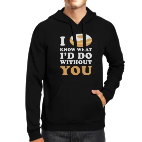 I Doughnut Know Unisex Black Graphic Hoodie Cute Design Fleece