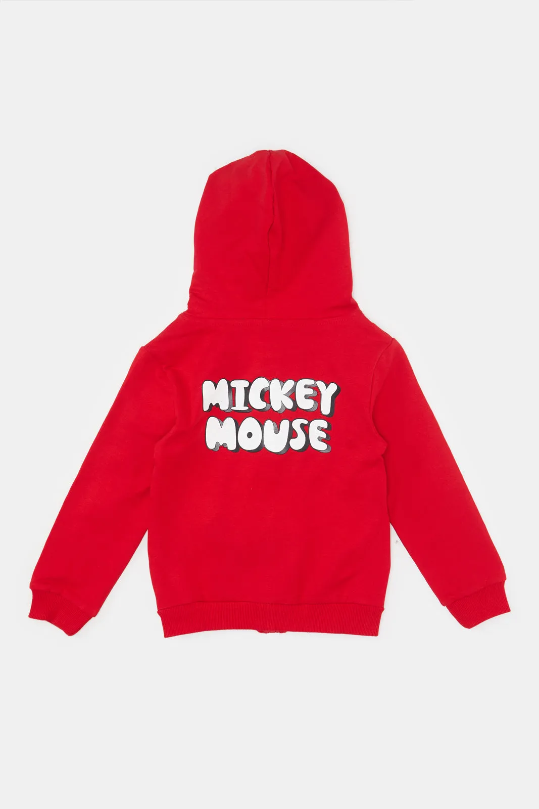 Infant Boys Red Mickey Mouse Hooded Sweatshirt