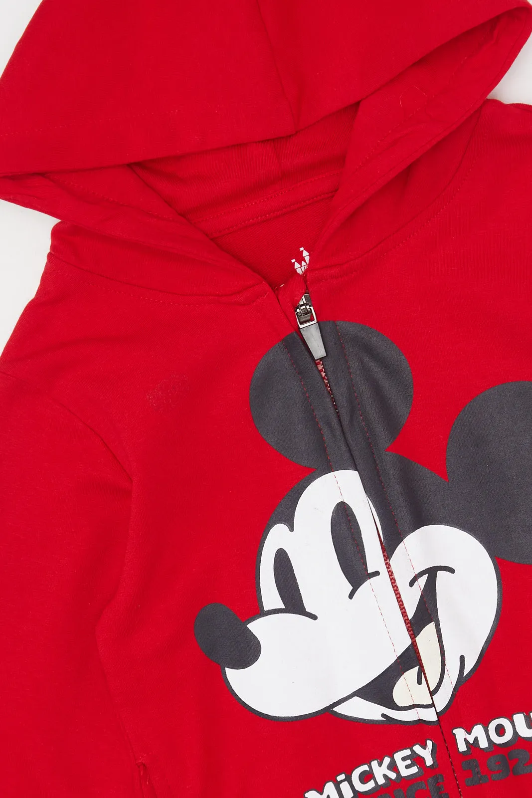 Infant Boys Red Mickey Mouse Hooded Sweatshirt