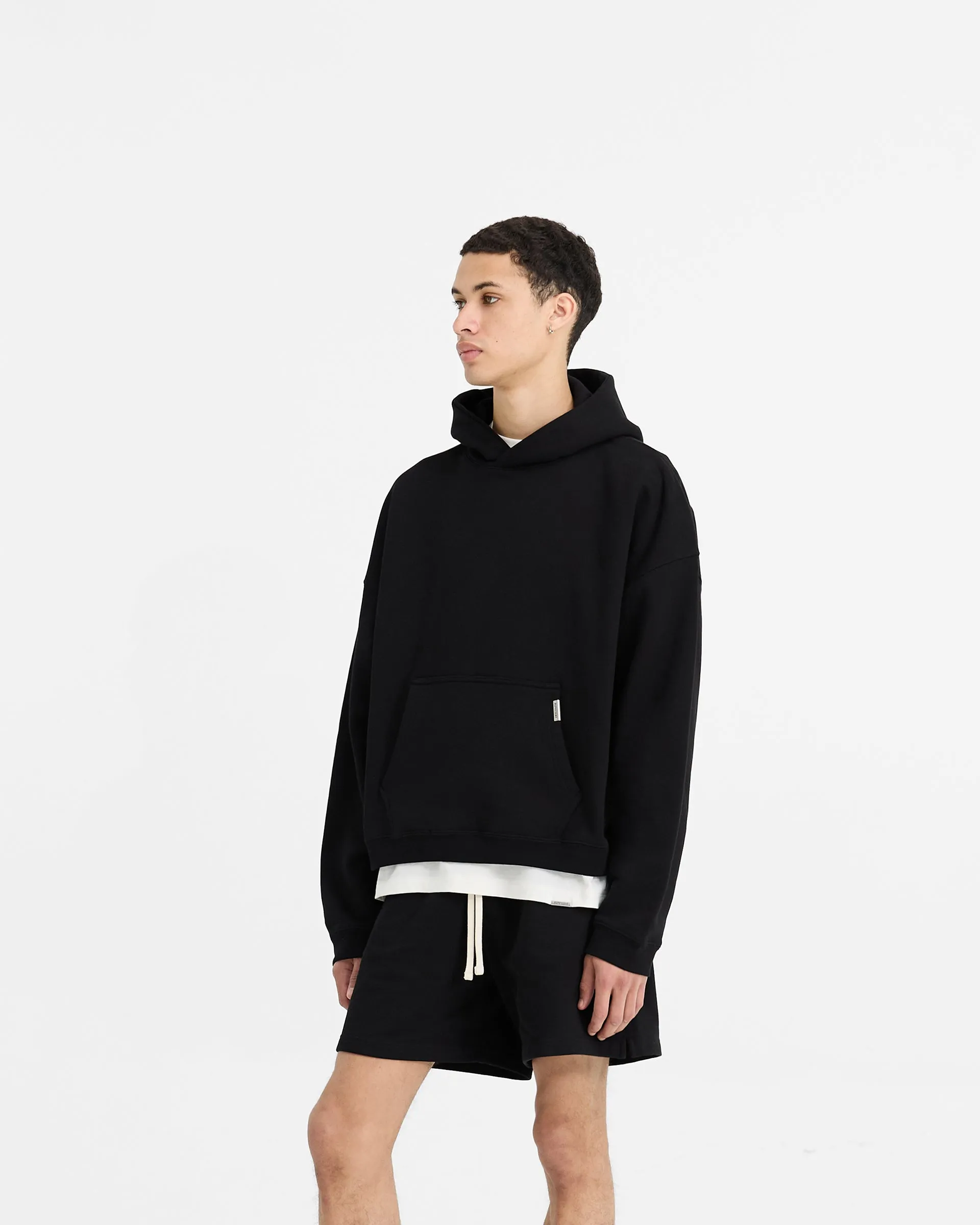 Initial Boxy Hoodie - Black