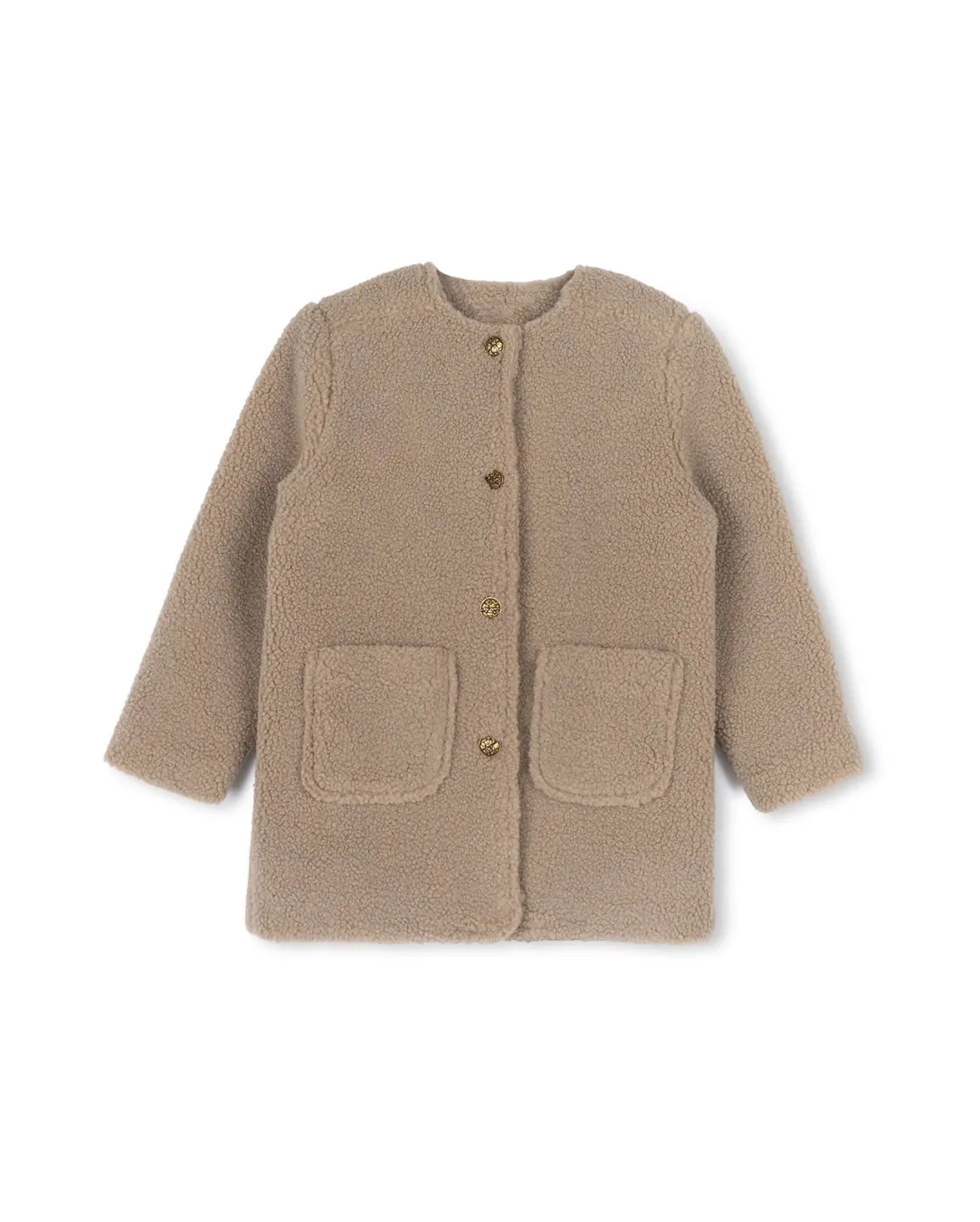 jacket sherpa metal buttons - taupe