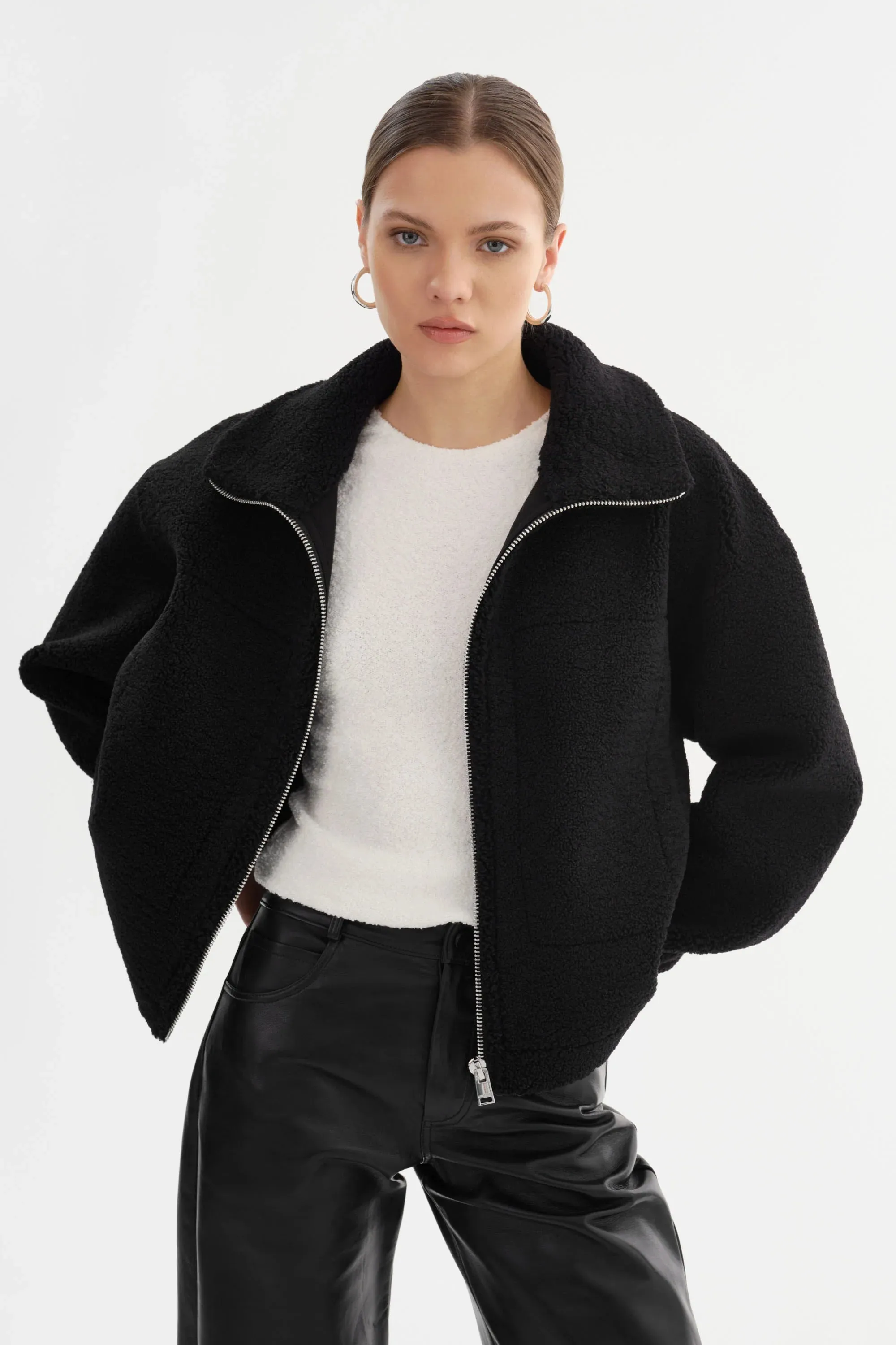 Jayna Sherpa Jacket - Black