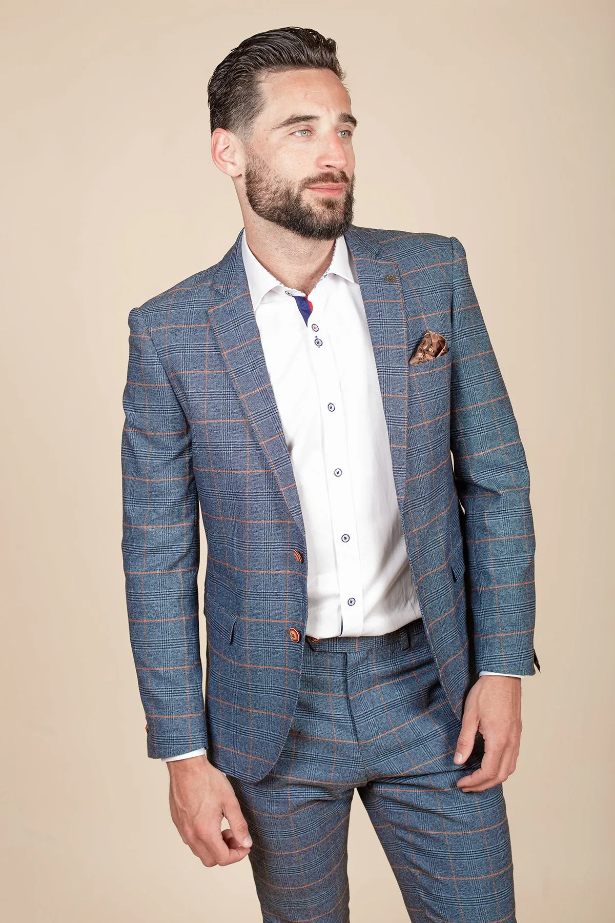 JENSON  - Sky Blue Check Two Piece Suit