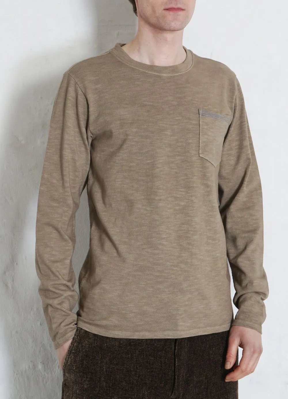 JONES | Long Sleeve Crew Neck Pocket T | Clay