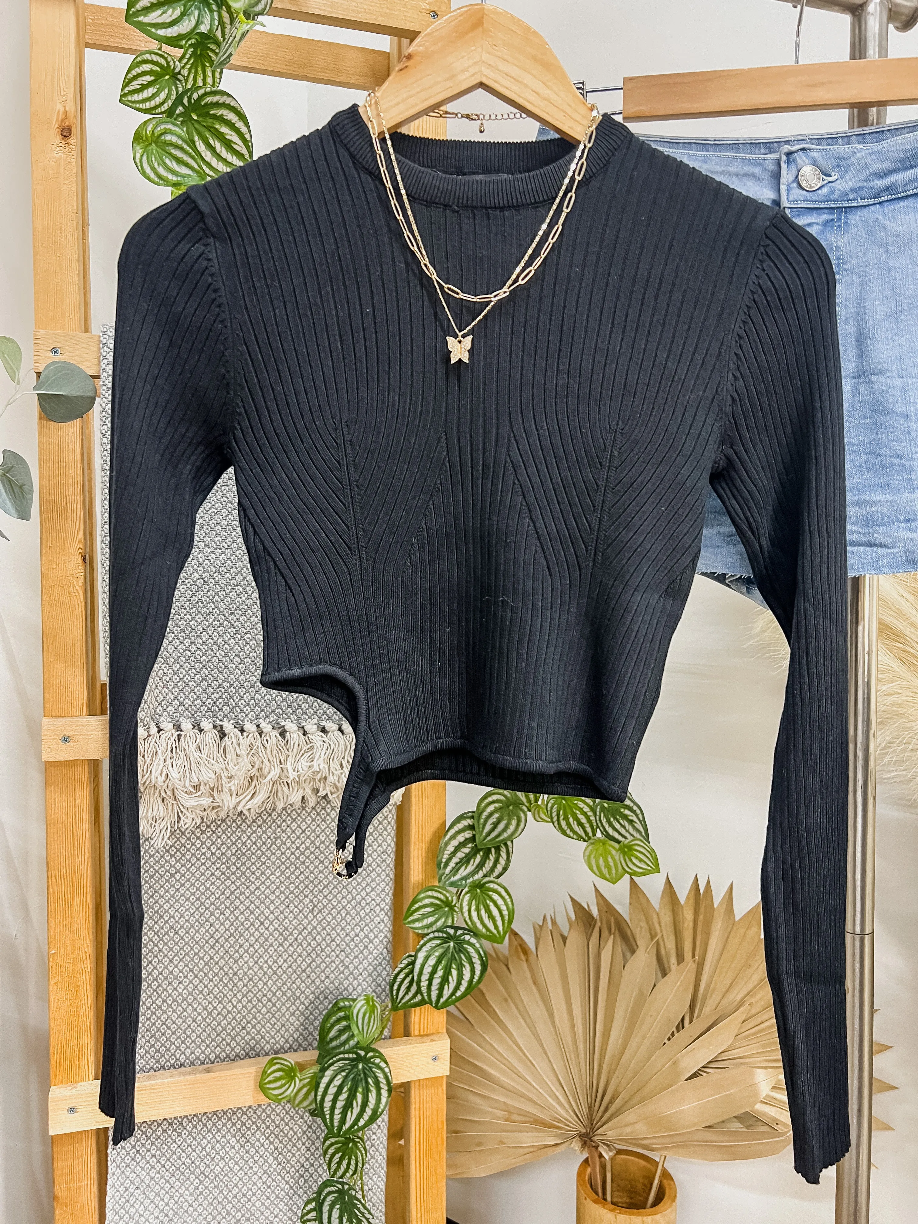 Juliet Cropped Knit Sweater Top