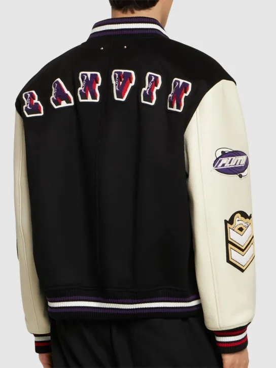 Lanvin   Wool varsity jacket w/ leather sleeves 