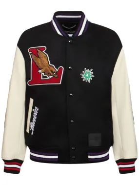 Lanvin   Wool varsity jacket w/ leather sleeves 