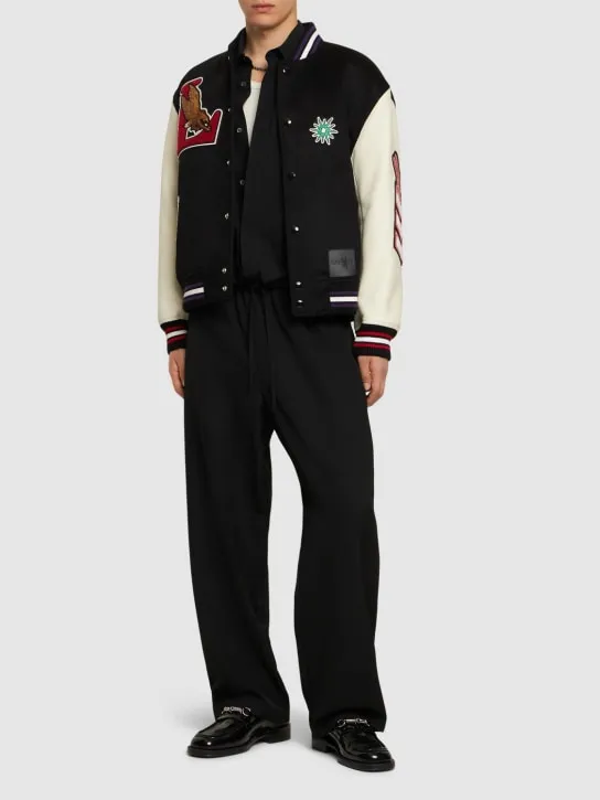 Lanvin   Wool varsity jacket w/ leather sleeves 