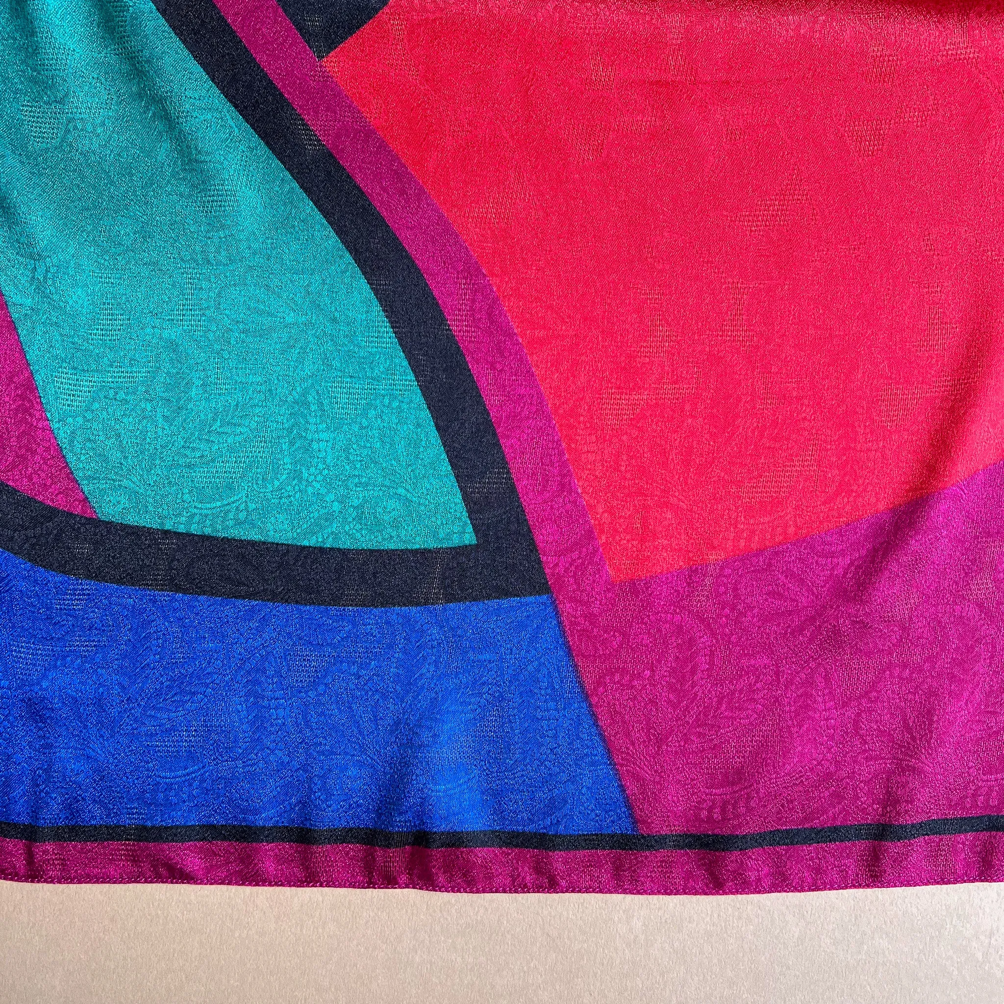 Large 1980s Abstract Print Silk Jacquard Scarf