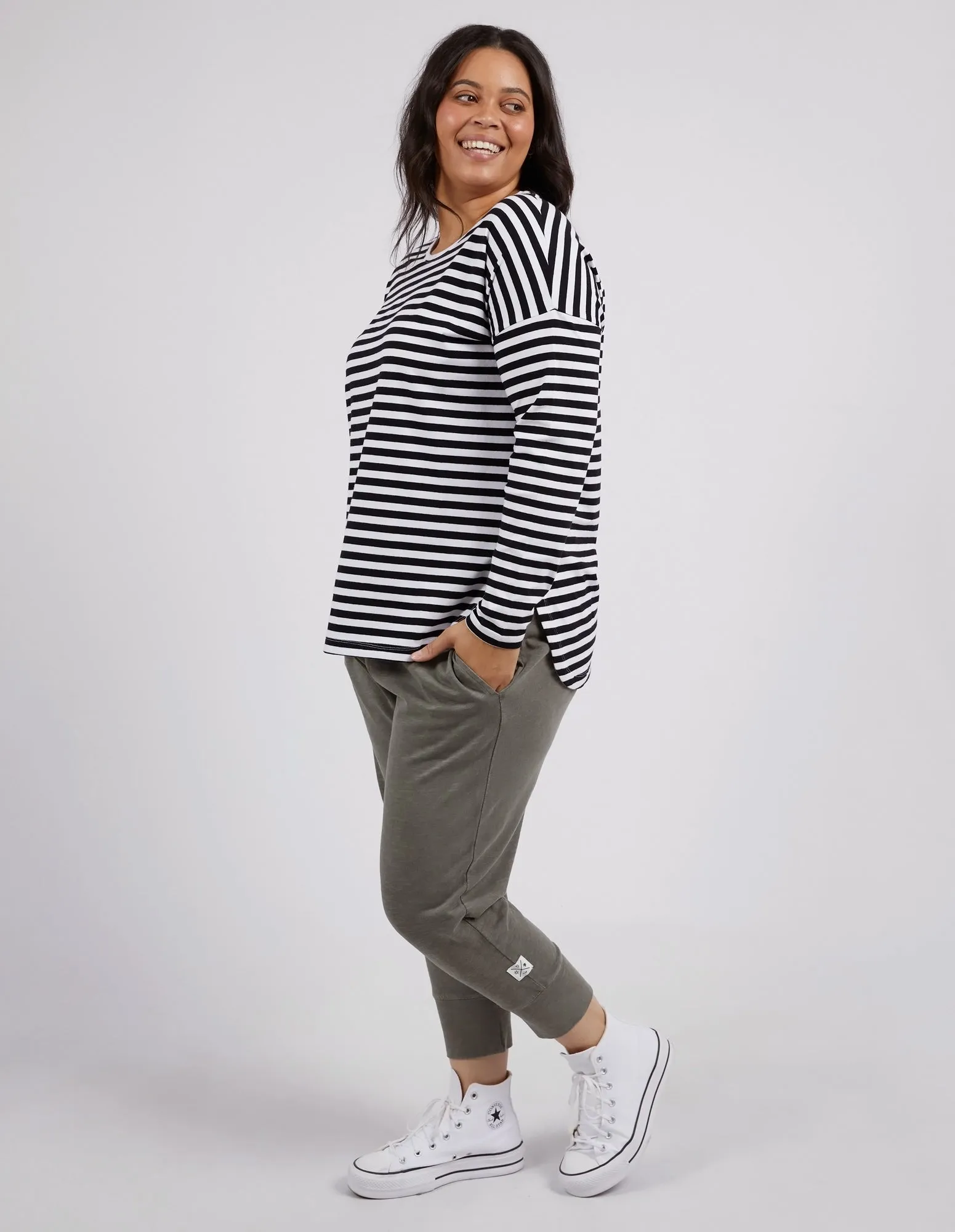 Lauren Long Sleeve Black & White Stripe