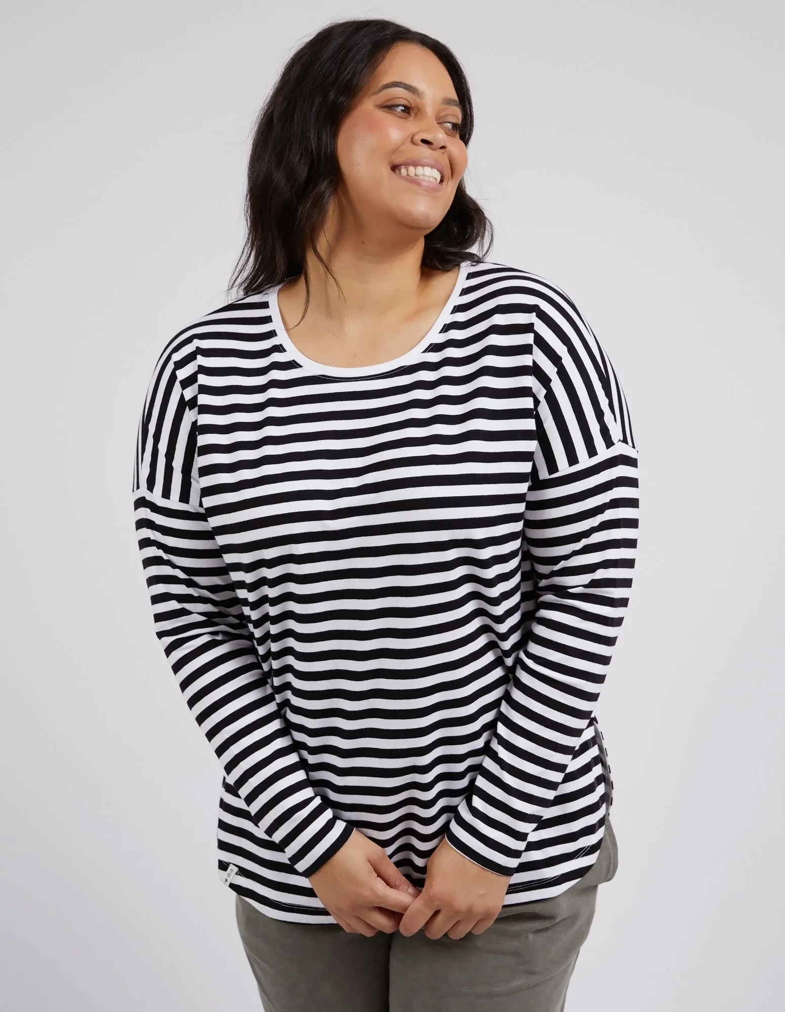 Lauren Long Sleeve Black & White Stripe