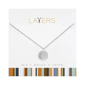 Layers Silver CZ Cresent Moon Necklace