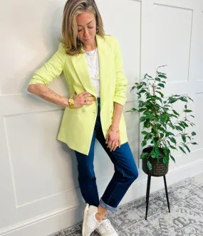 Lime Double Breasted Relaxed Blazer