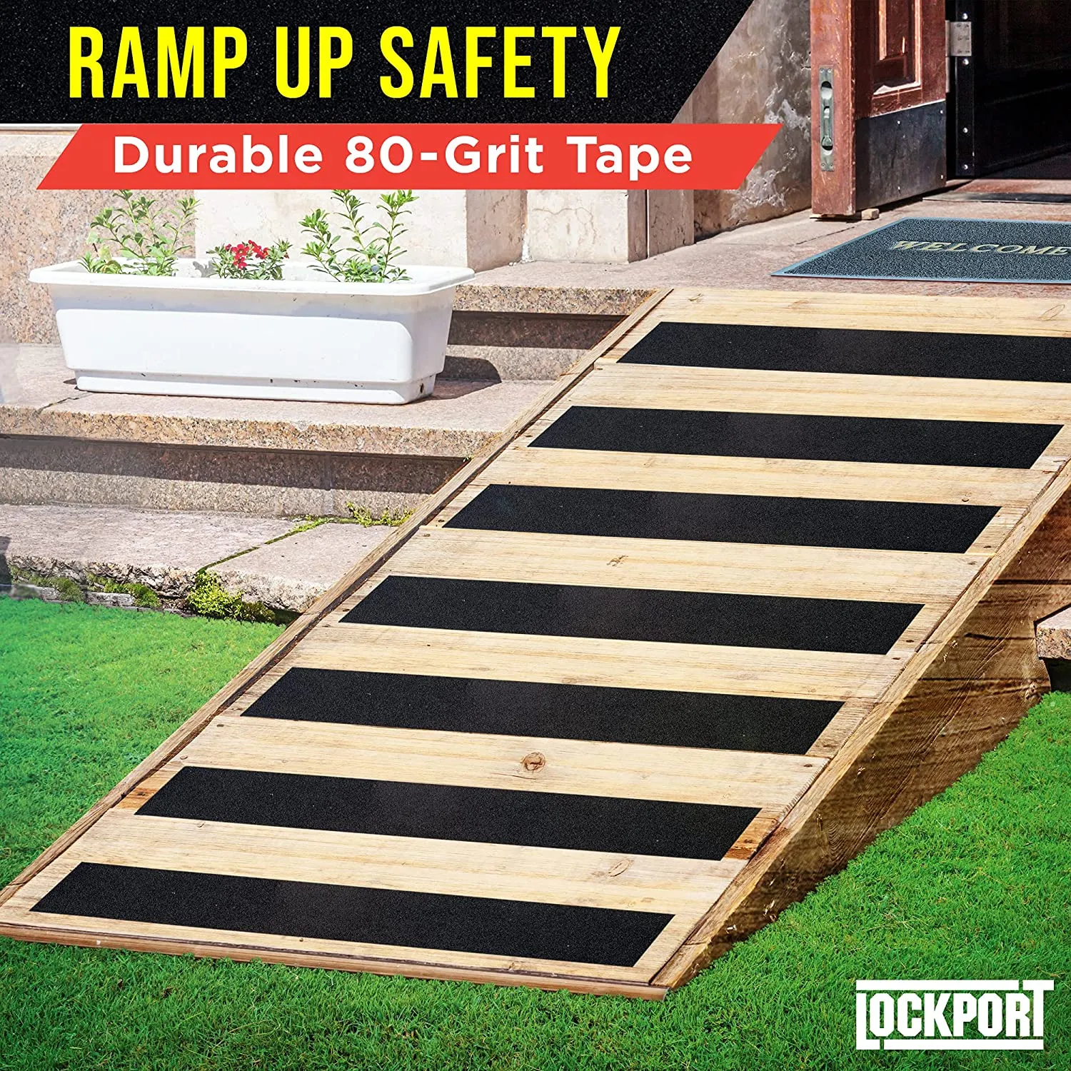 LockPort - Heavy Duty Anti Slip Tape with 80 Grit Traction – 4 in x 50 ft, 2 pack