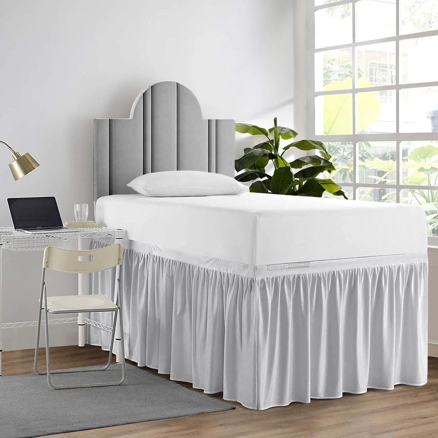 LUXURY 100% MICROFIBER BED SKIRTS FOR DORM EASY FIT