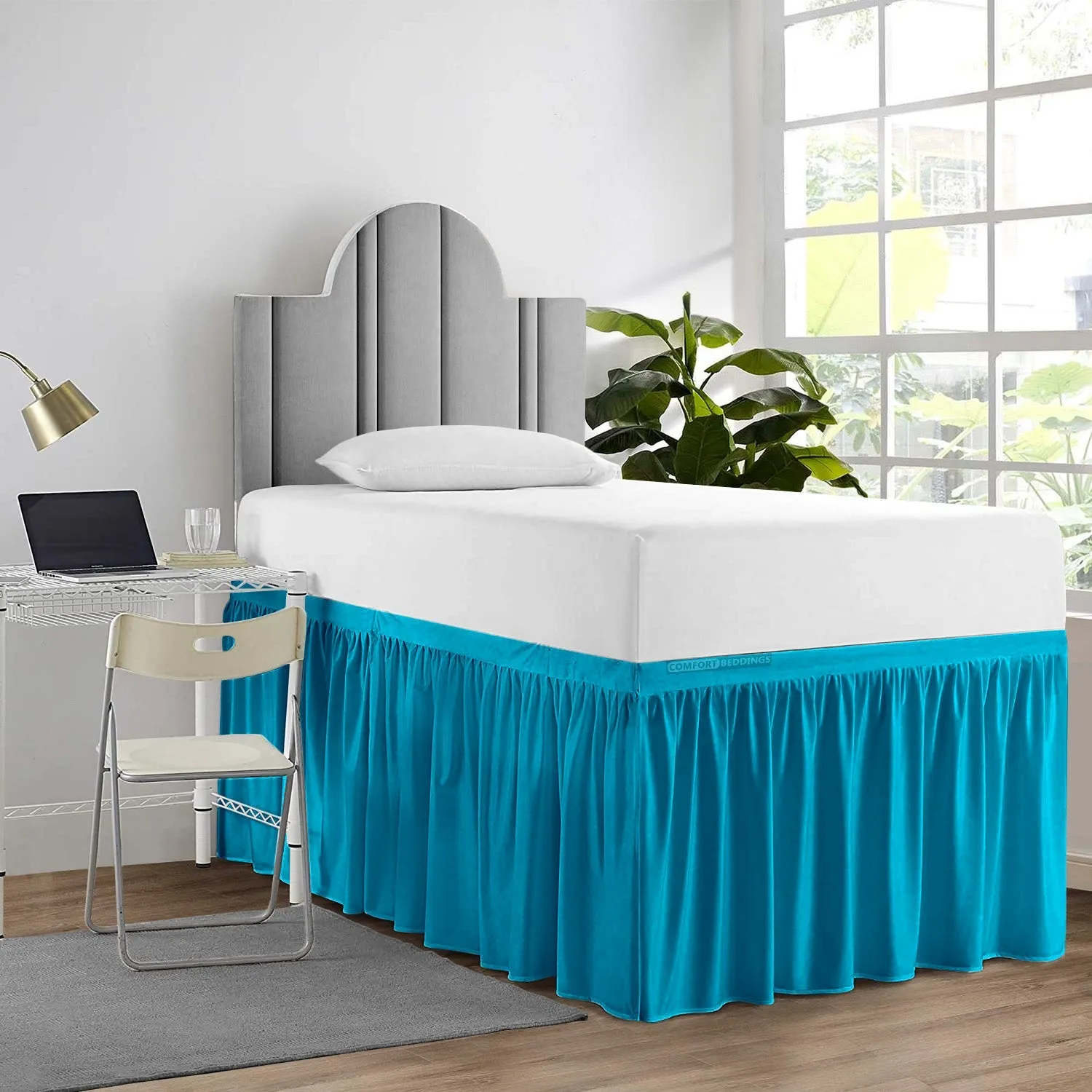 LUXURY 100% MICROFIBER BED SKIRTS FOR DORM EASY FIT