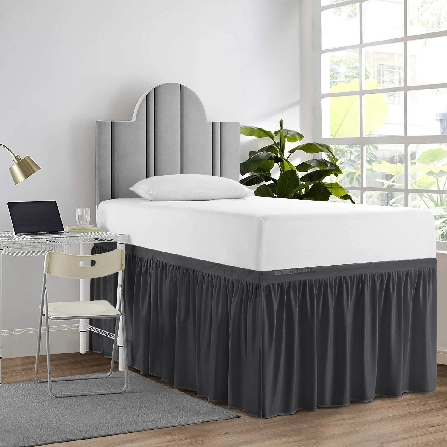 LUXURY 100% MICROFIBER BED SKIRTS FOR DORM EASY FIT