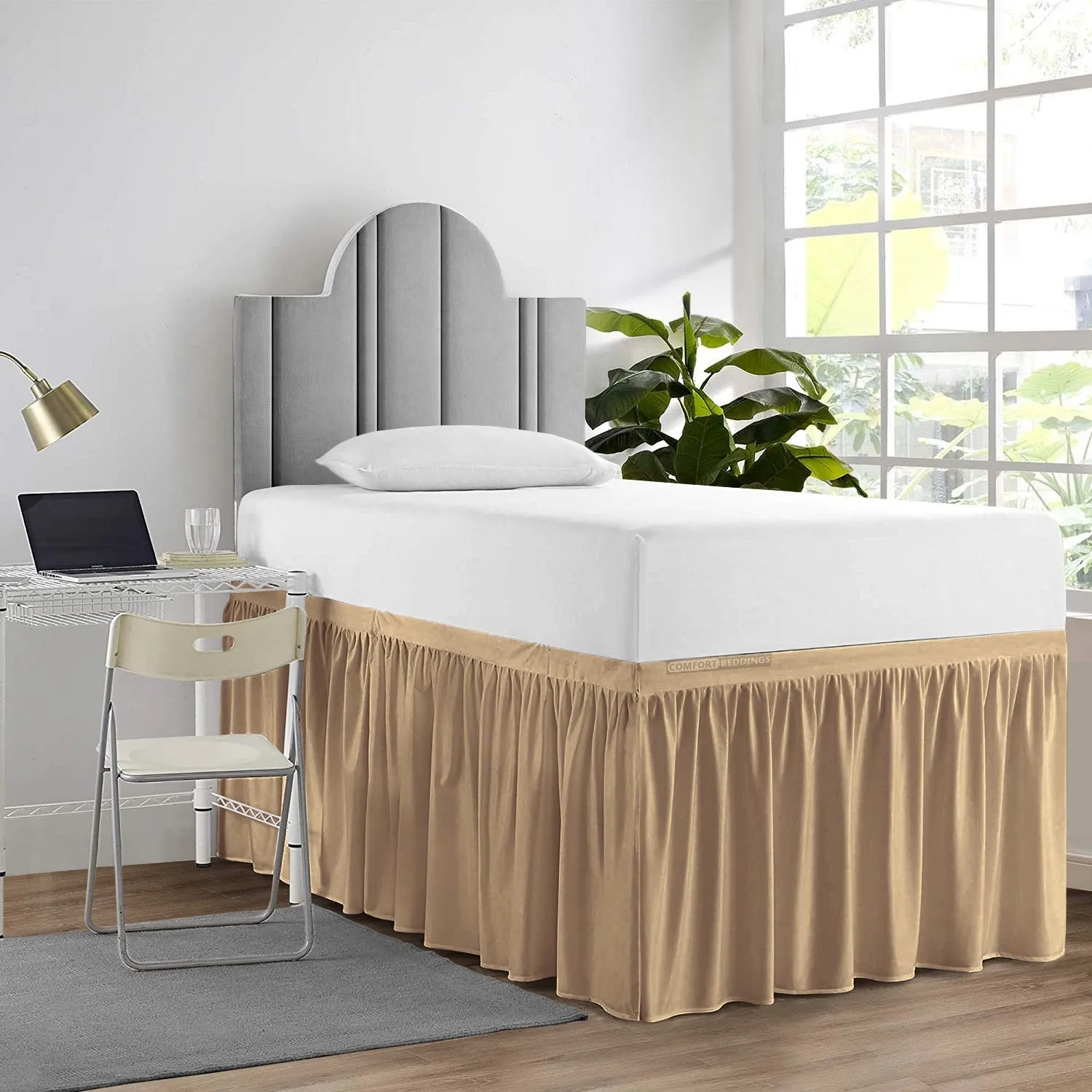 LUXURY 100% MICROFIBER BED SKIRTS FOR DORM EASY FIT