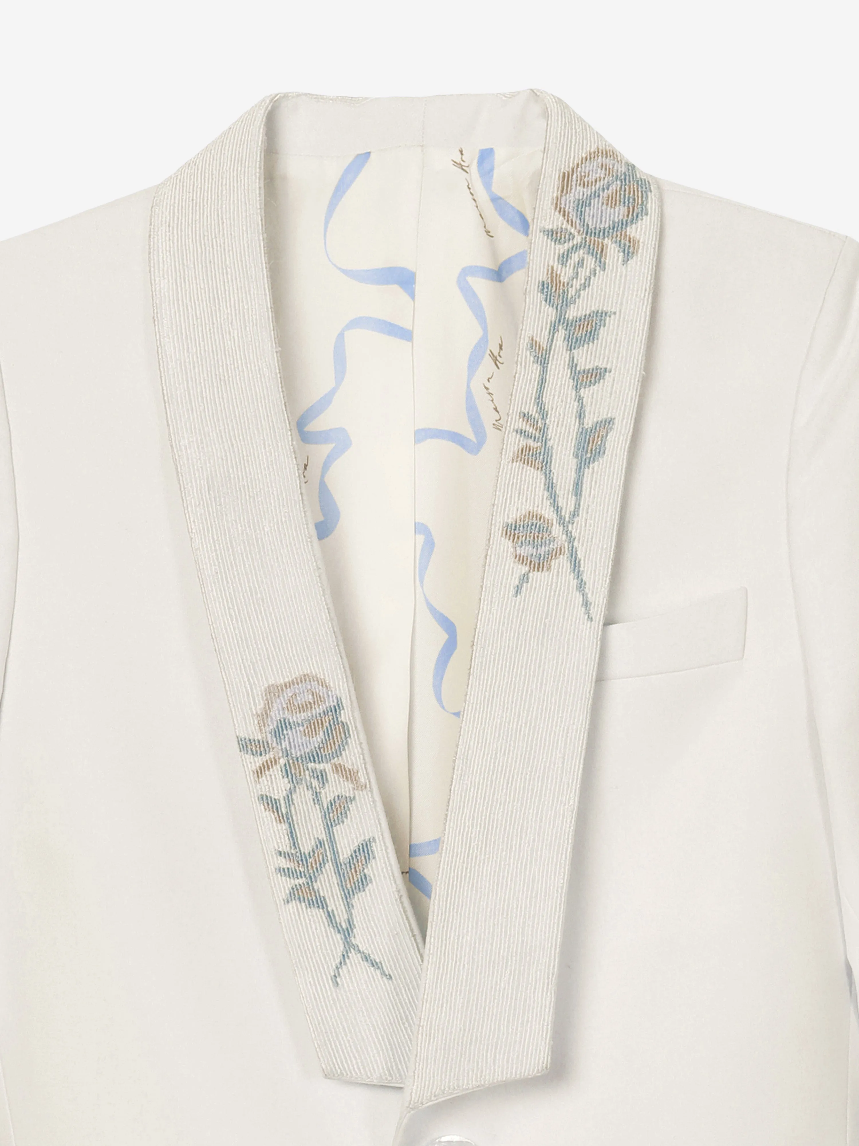 Maison Ava Boys Floral Lapel Noel Blazer in Ivory