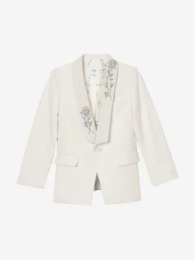 Maison Ava Boys Floral Lapel Noel Blazer in Ivory