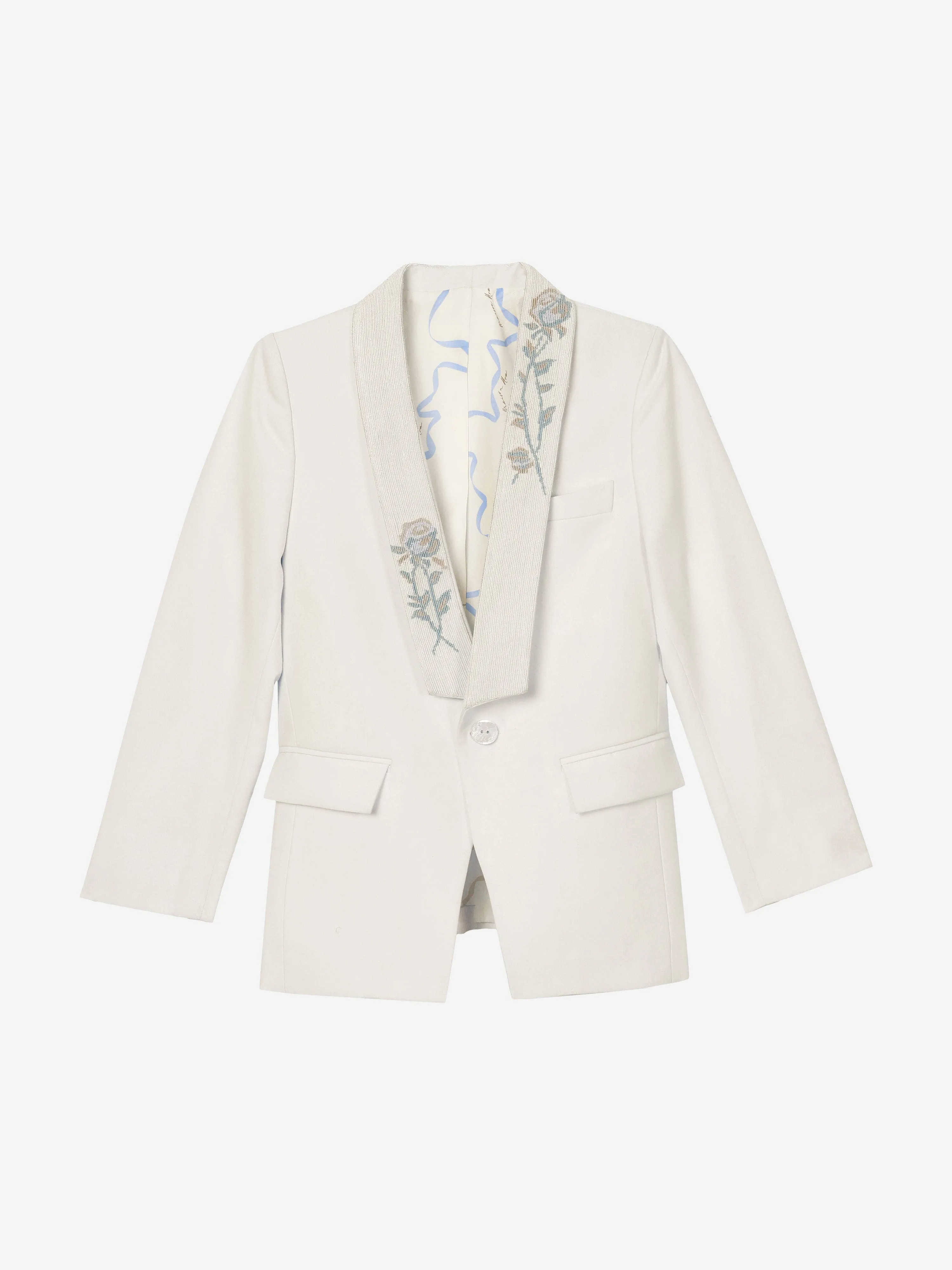 Maison Ava Boys Floral Lapel Noel Blazer in Ivory