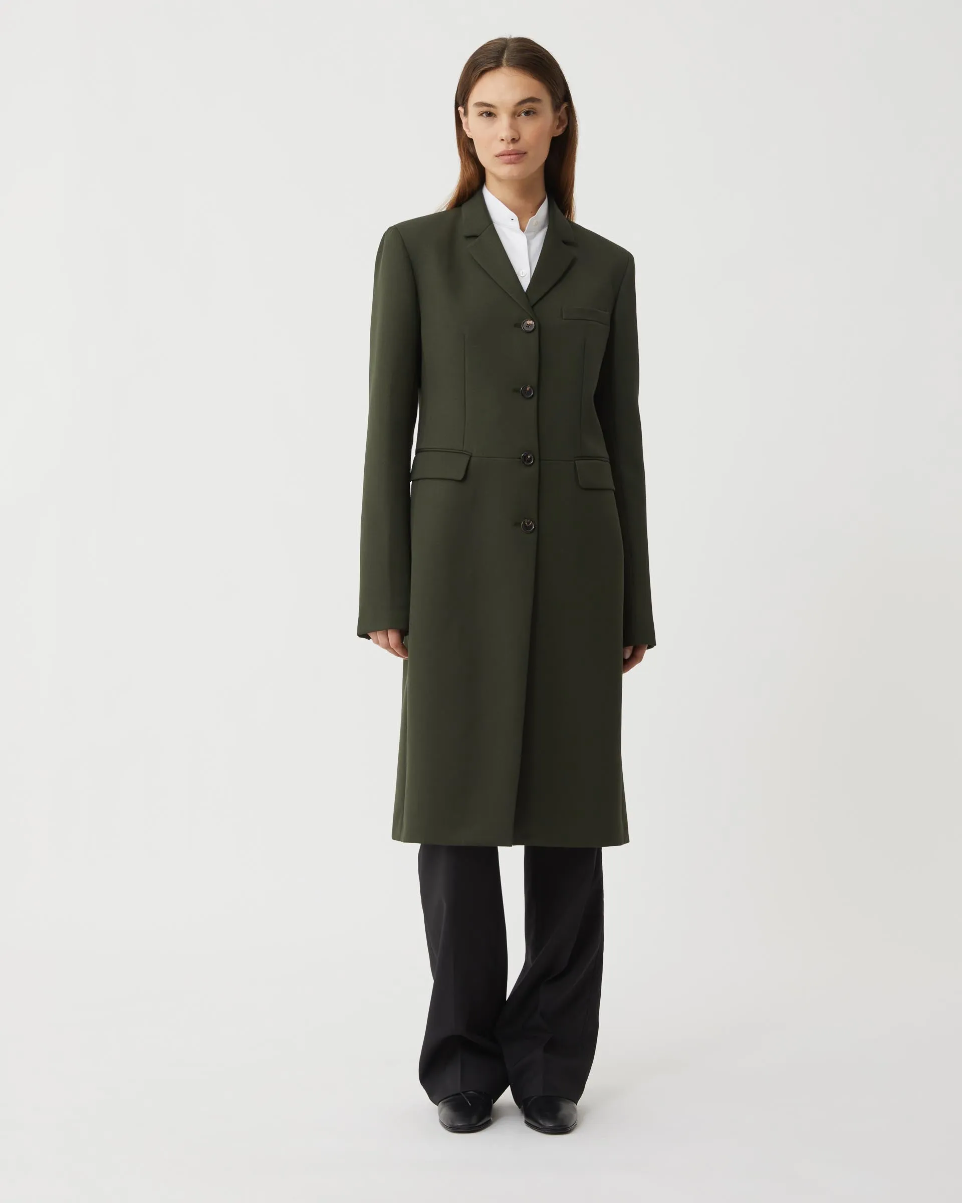 Manon Coat in Wool, Pine Green