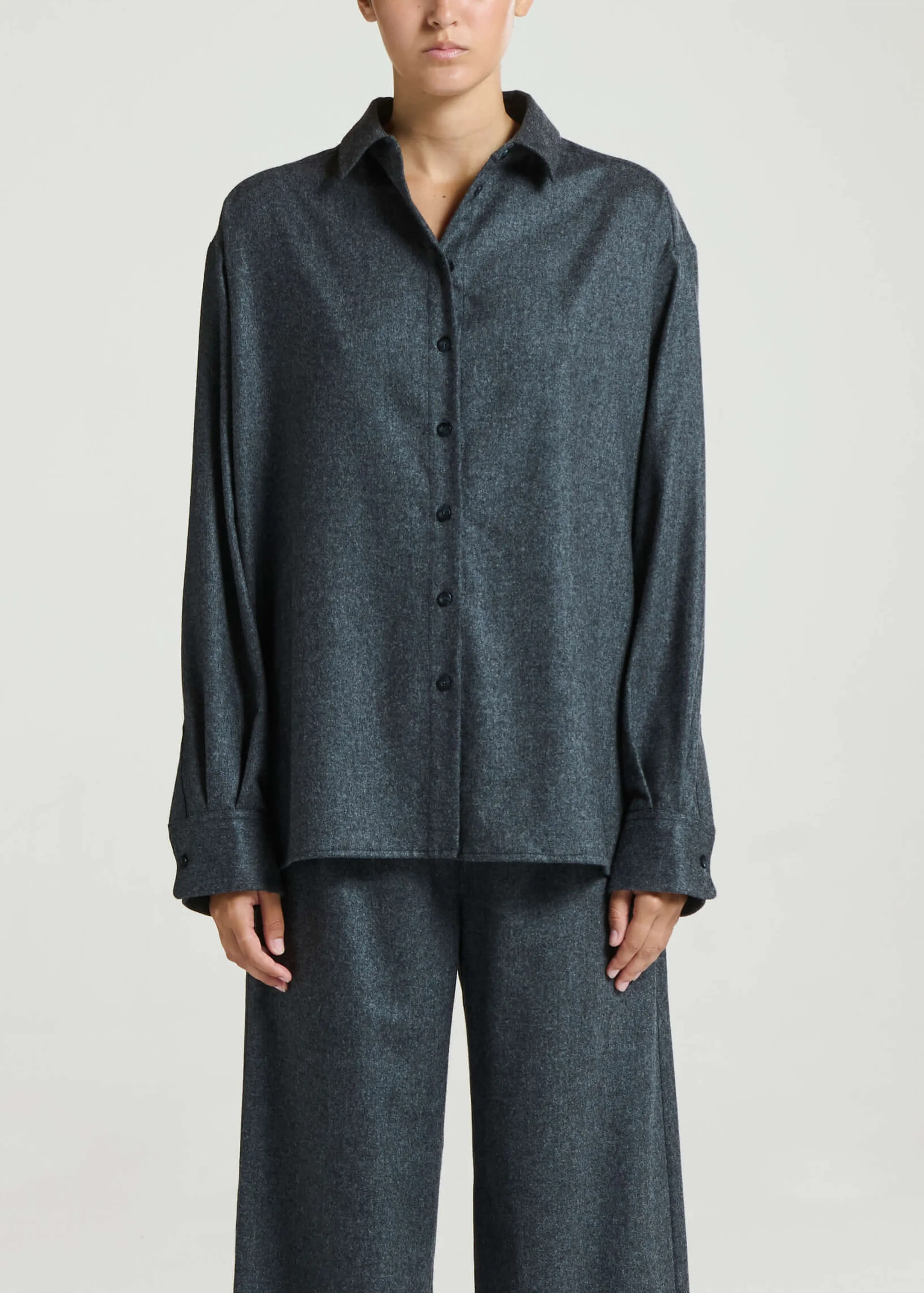 Maya Shirt Charcoal Wool Cashmere Flannel