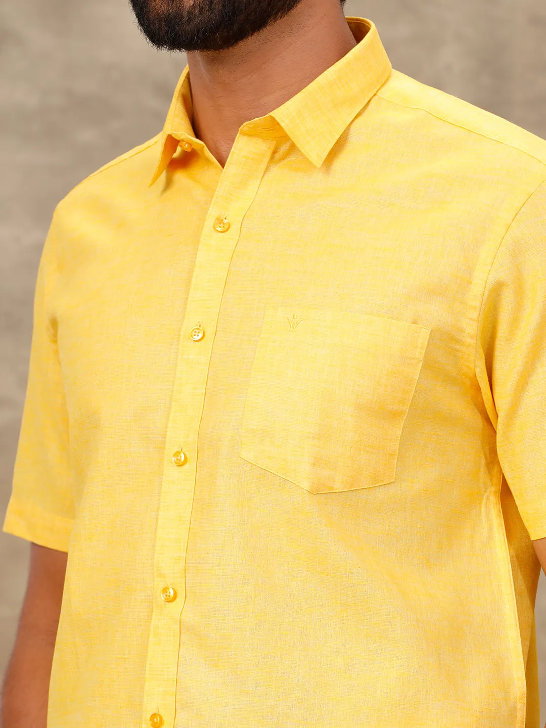 Men Matching Dhoti & Half Sleeves Shirt Set Lite Yellow CC3