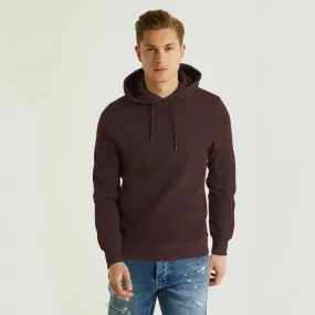 MEN'S BURGUNDY FLEECE PULLOVER HOODIE