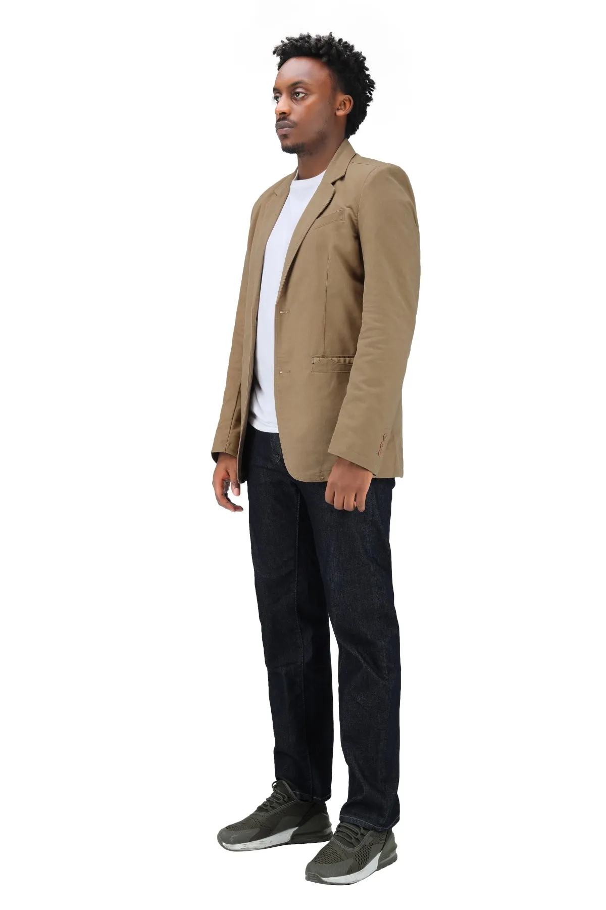 Mens Casual 2 Buttons Autumn Blazer Slim Fit Sport Coat Khaki