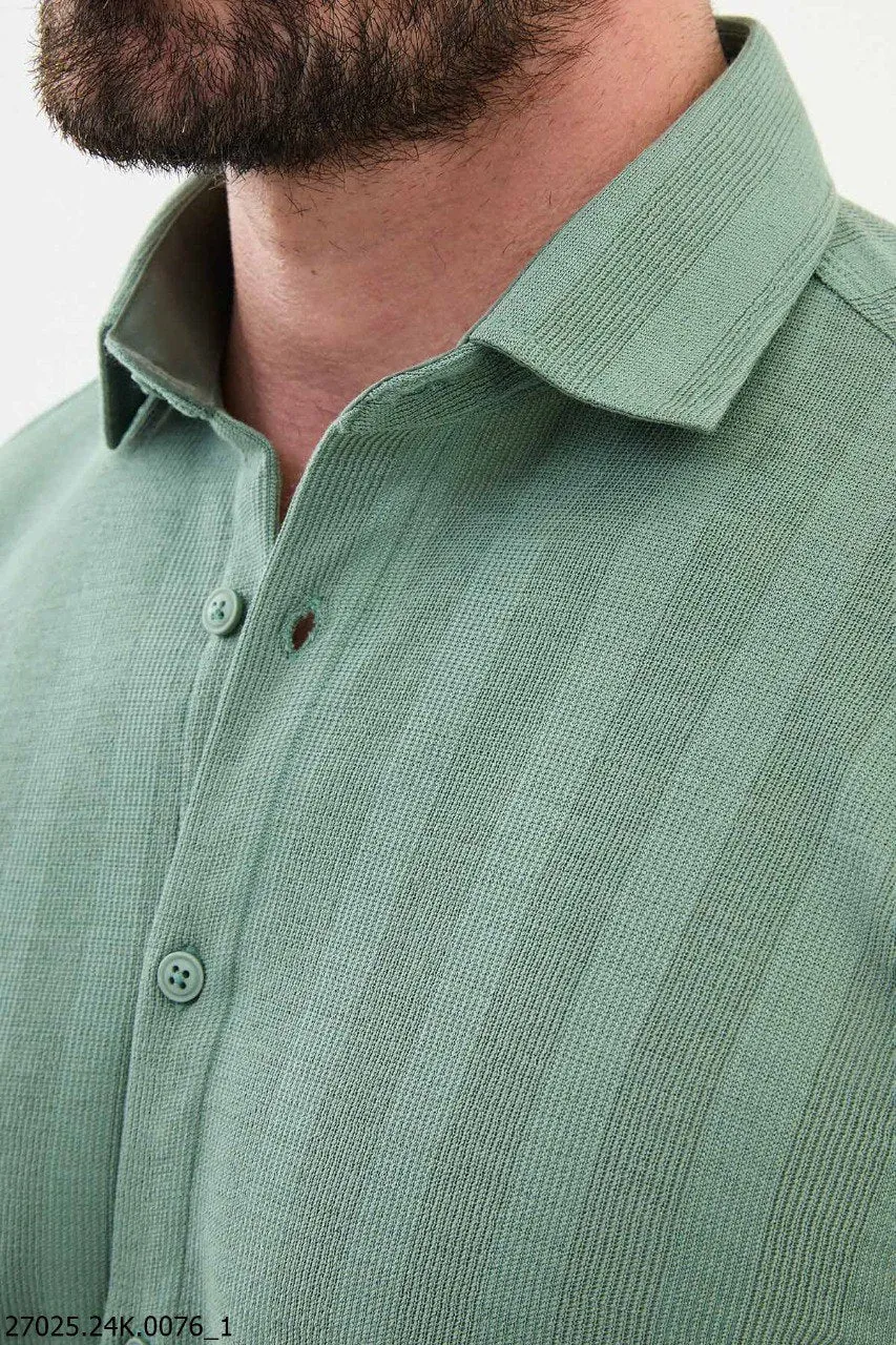 Men's Mint Green Textured  Shirt.