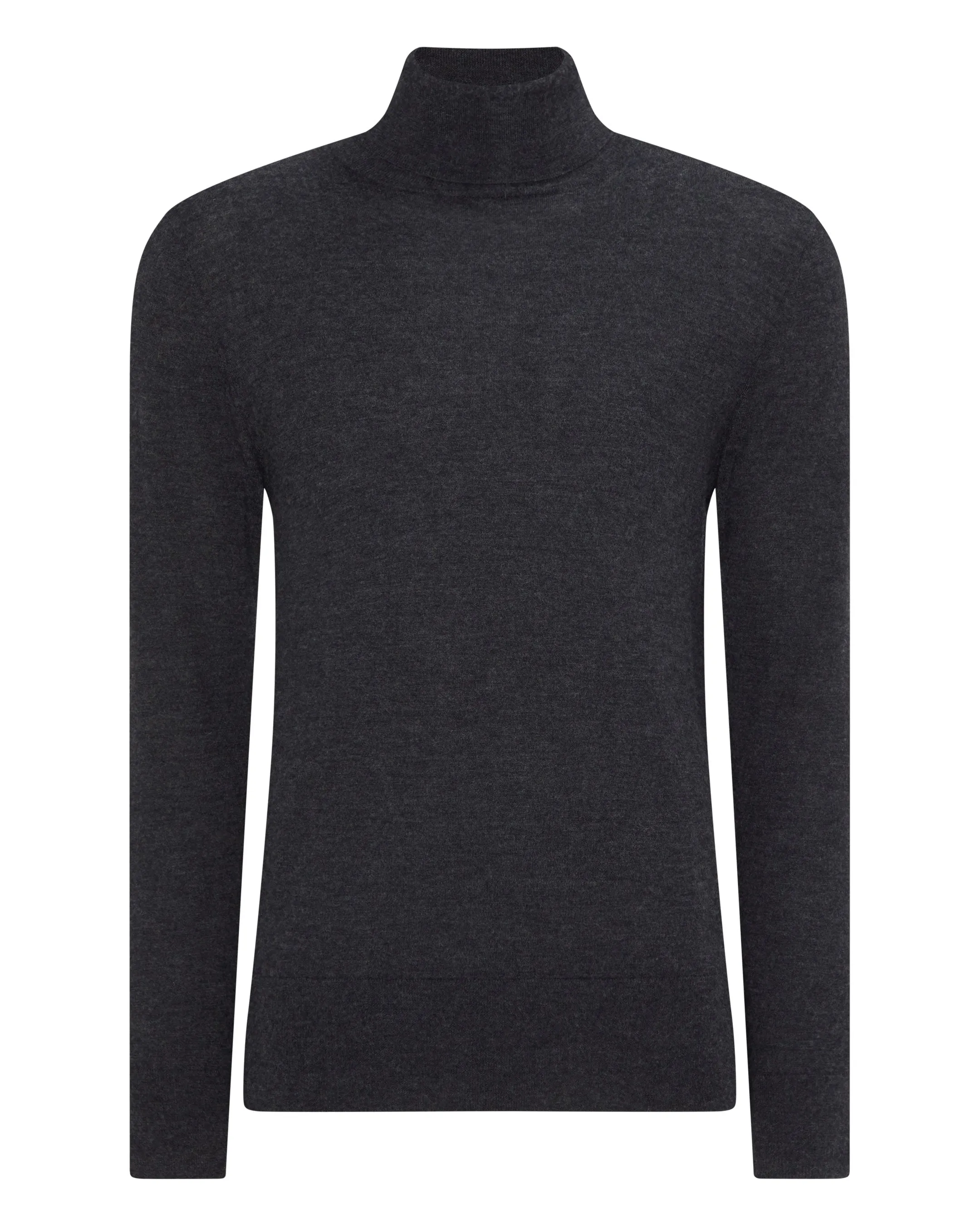 Men's Pimlico Fine Gauge Cashmere Turtle Neck Sweater Dark Charcoal Grey