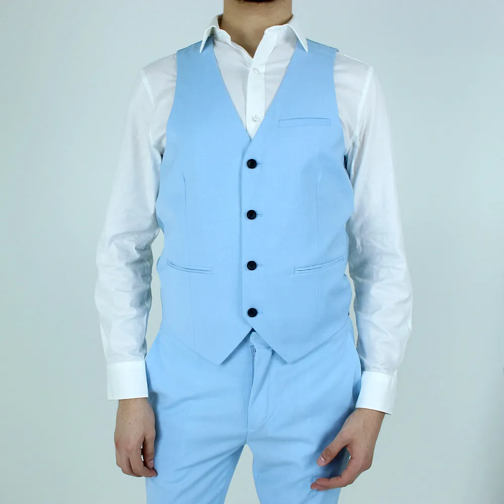 Men's Plain Slim-Fit Suit Vest,Blue