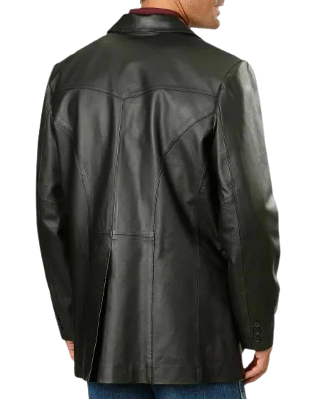 Mens Rylan Front Button Genuine Lambskin Leather Blazer