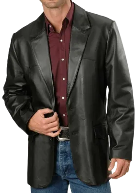 Mens Rylan Front Button Genuine Lambskin Leather Blazer