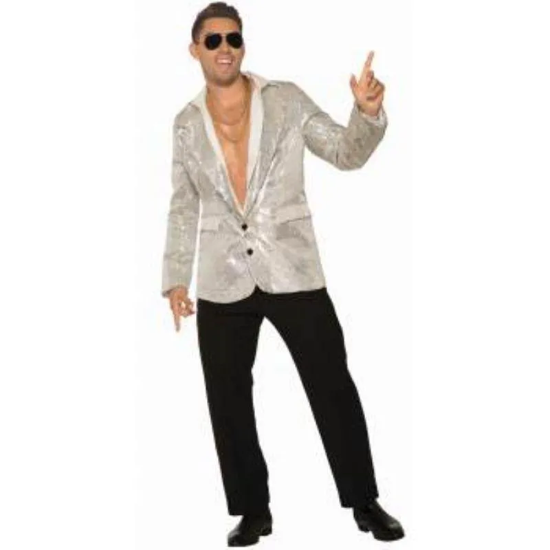 Mens Silver Disco Sequin Blazer - Std