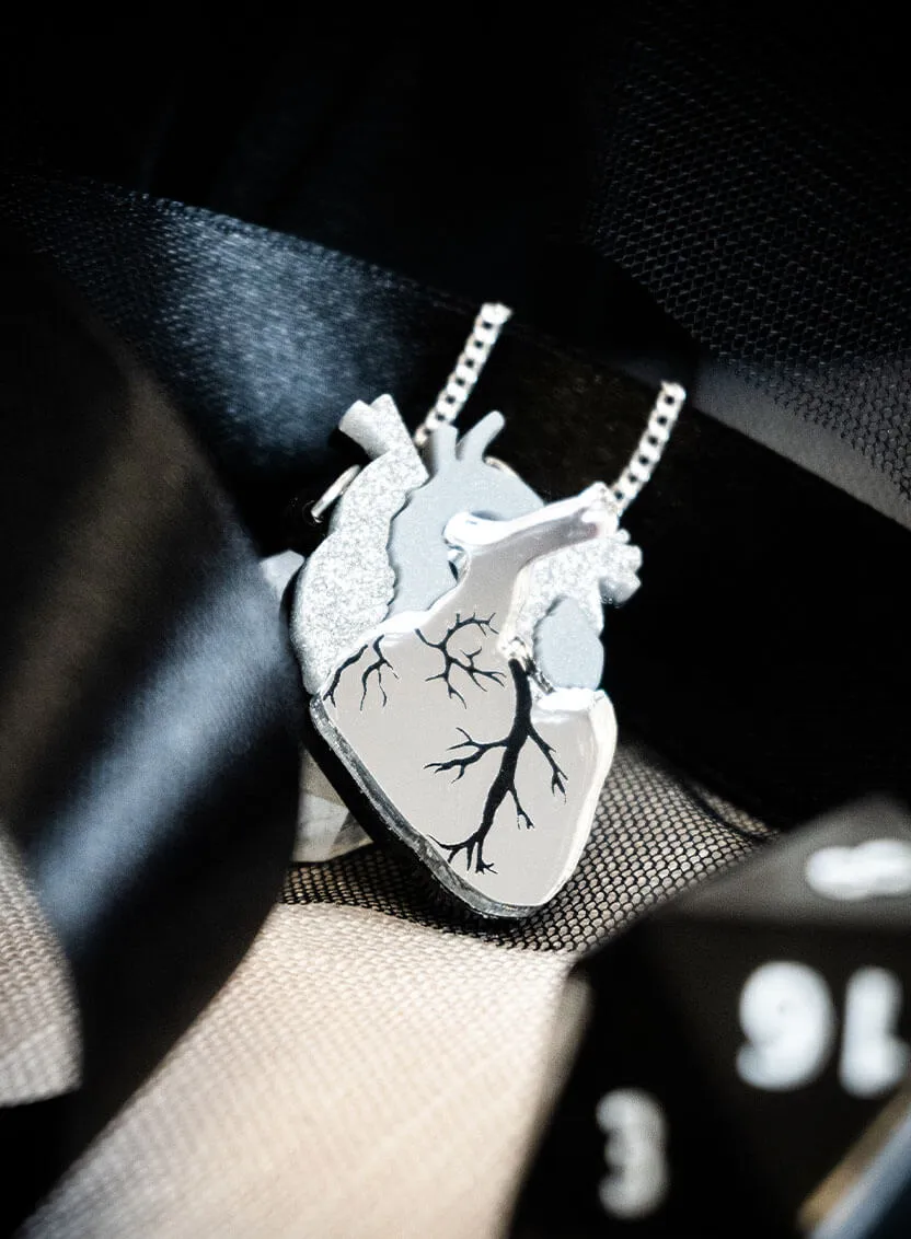 Mini Anatomical Heart Necklace - Silver