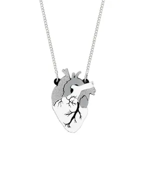 Mini Anatomical Heart Necklace - Silver