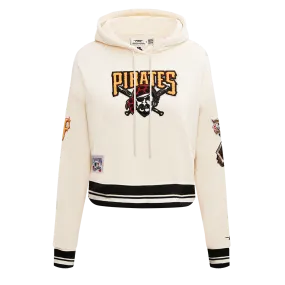 MLB PITTSBURGH PIRATES RETRO CLASSIC WOMEN'S CROPPED PO HOODIE (EGGSHELL/ BLACK)