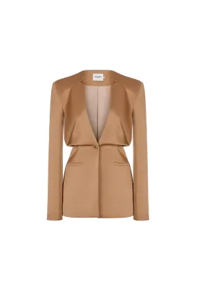 Morela Straight V-Neck Taffeta Blazer