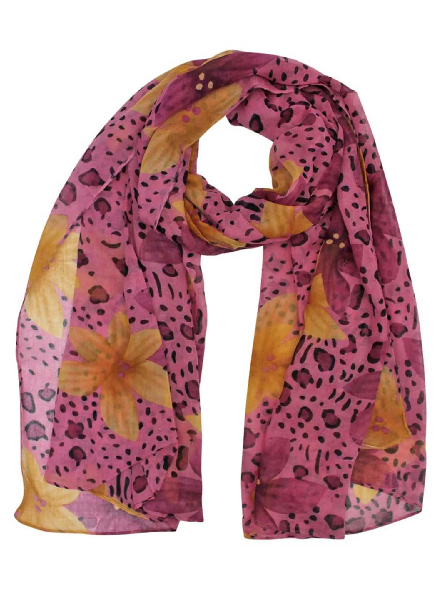 Multicolor Floral Leopard Print Shawl