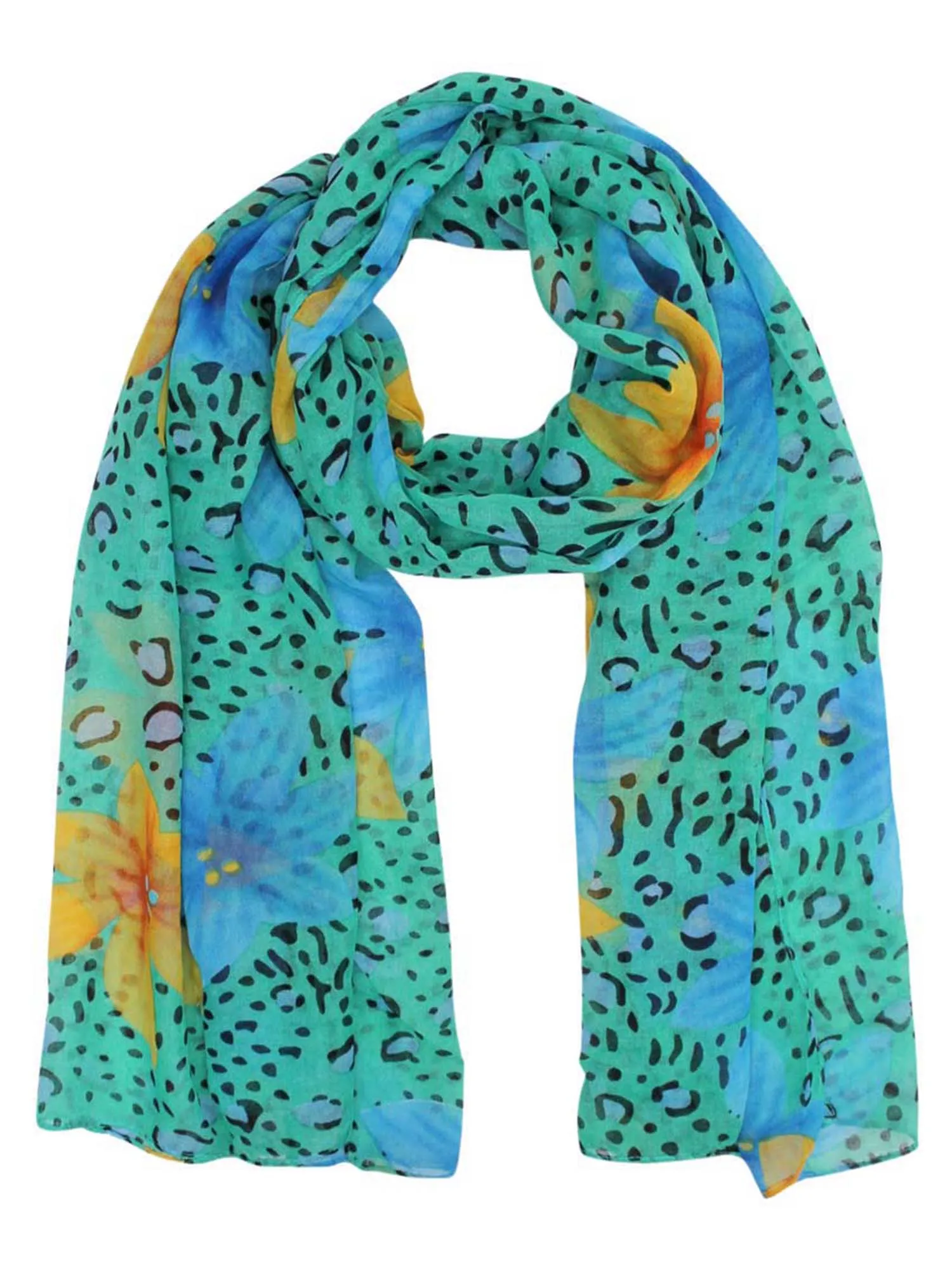 Multicolor Floral Leopard Print Shawl